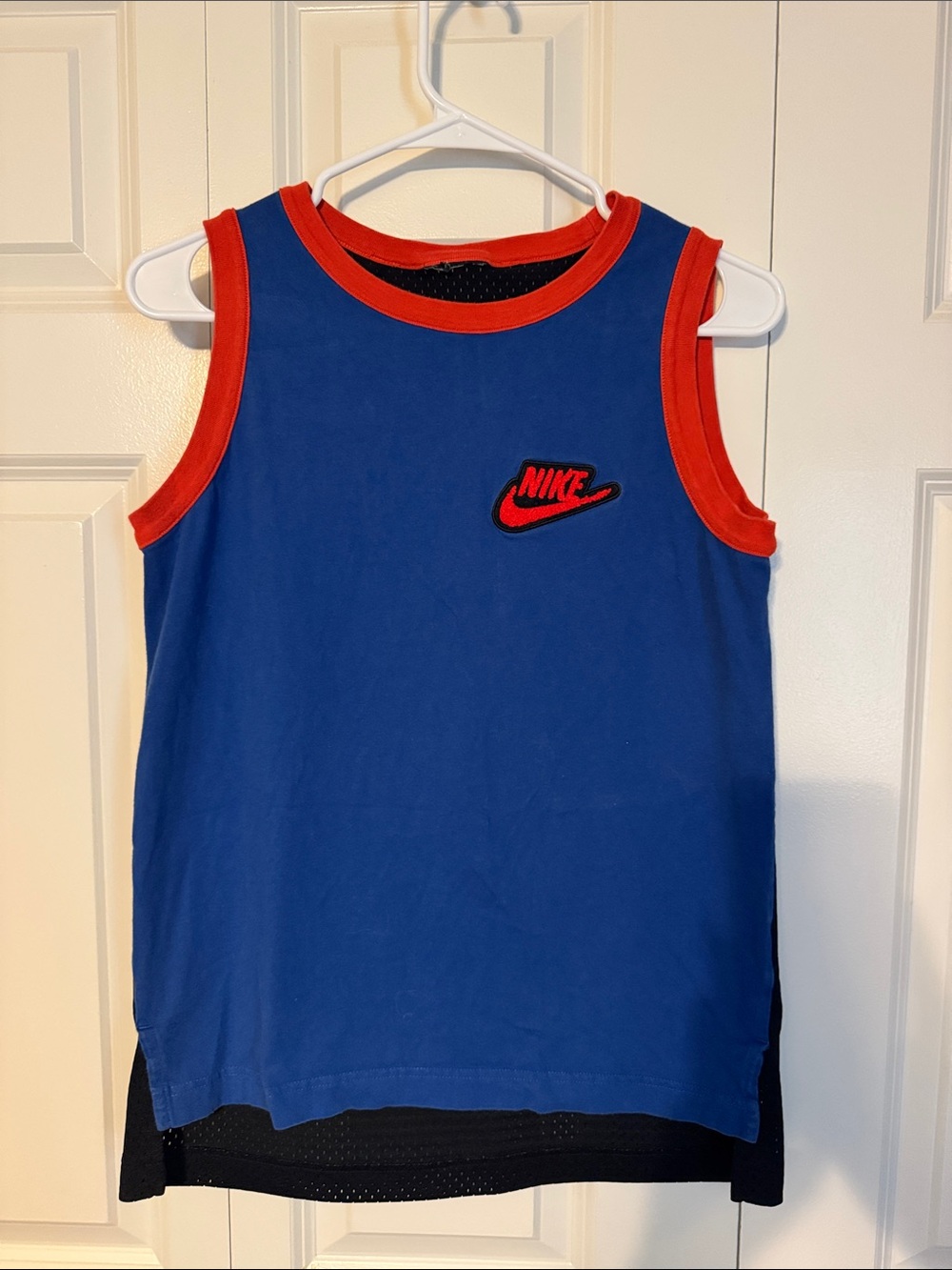 Nike Boys Blue Jersey with Red Trim & Fuzzy Logo Size L